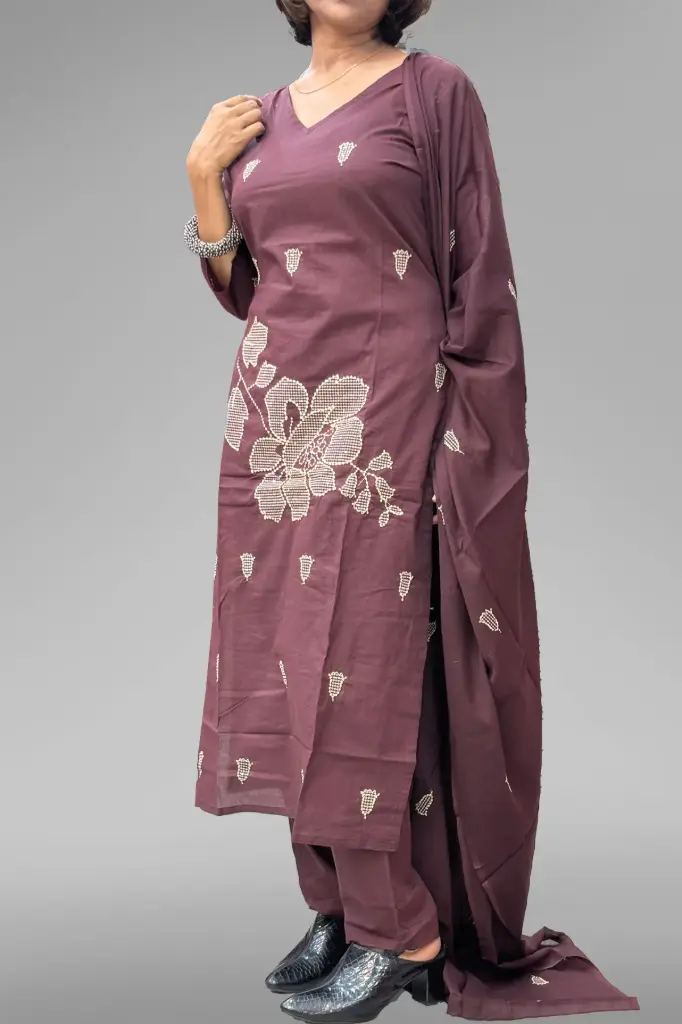 Embroidered Cotton 3 Piece Suit [003]