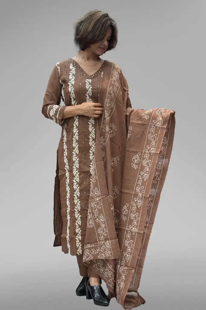 Embroidered Cotton 3 Piece Suit [005]