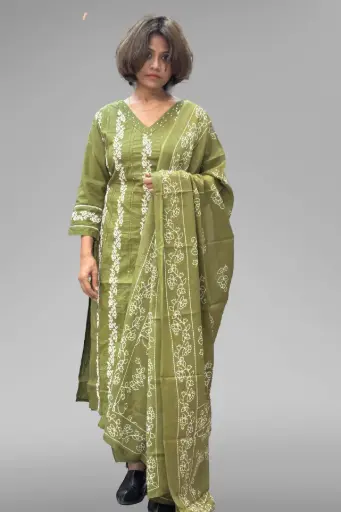 Embroidered Cotton 3 Piece Suit [004]