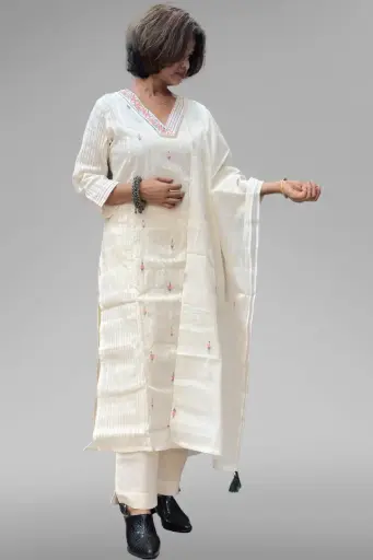 Embroidered Cotton 3 Piece Suit [006]