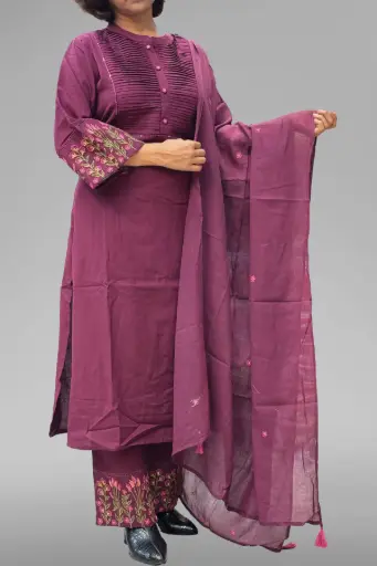 Embroidered Cotton 3 Piece Suit [008]